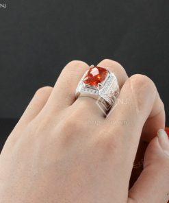 Quà sinh nhật cho bố nhẫn bạc nam mặt đá đỏ hình hổ sang trọng DPT0391